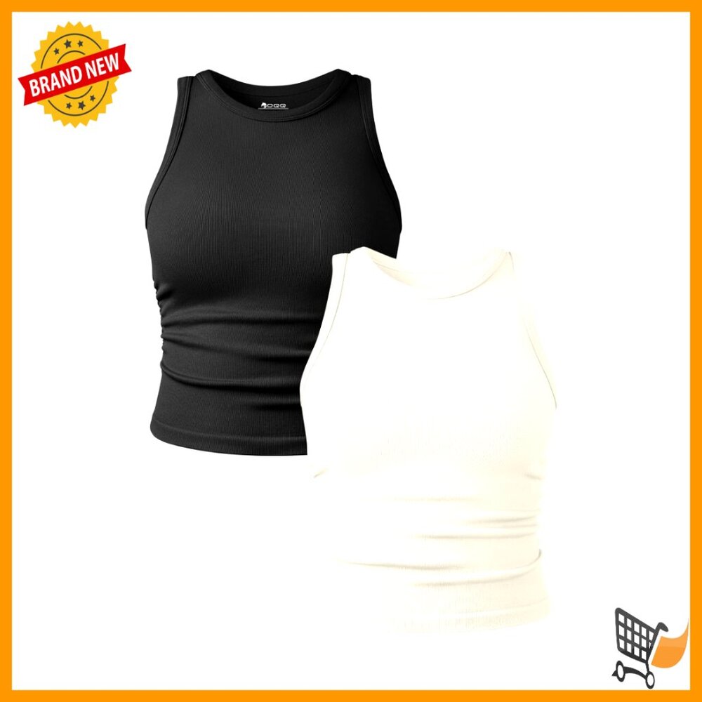 Sleeveless Crop Tank Tops Set Stretch Fabric Casual Yoga Minimal Chic